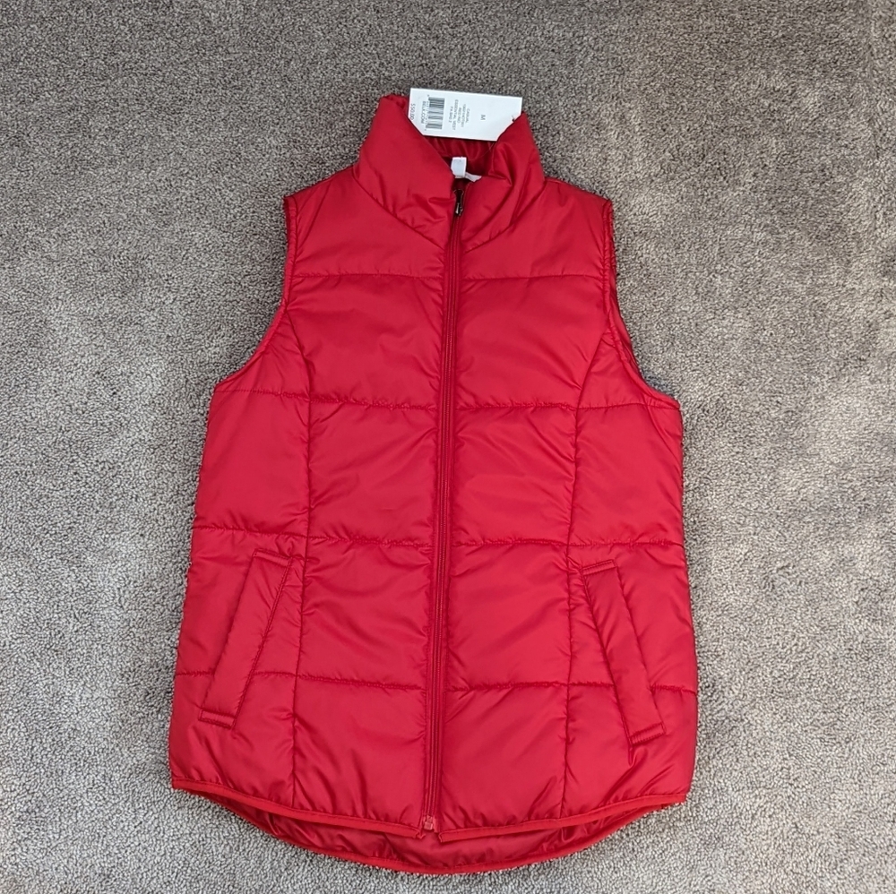 Red new directions puffer vest